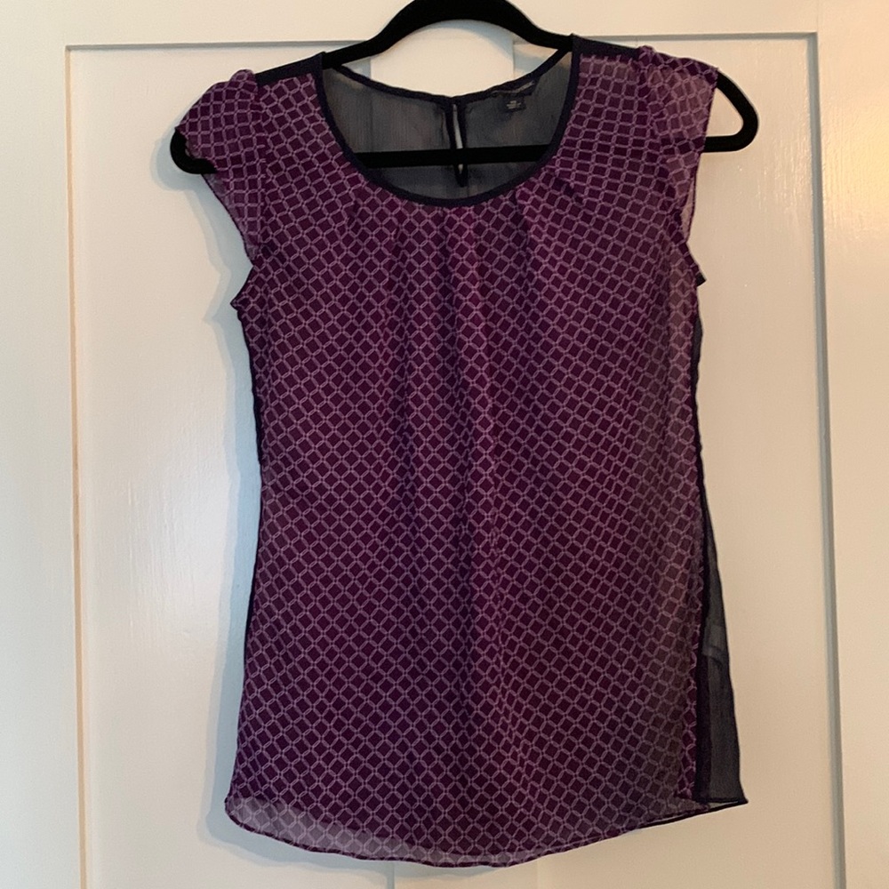 Sheer purple and navy shirt